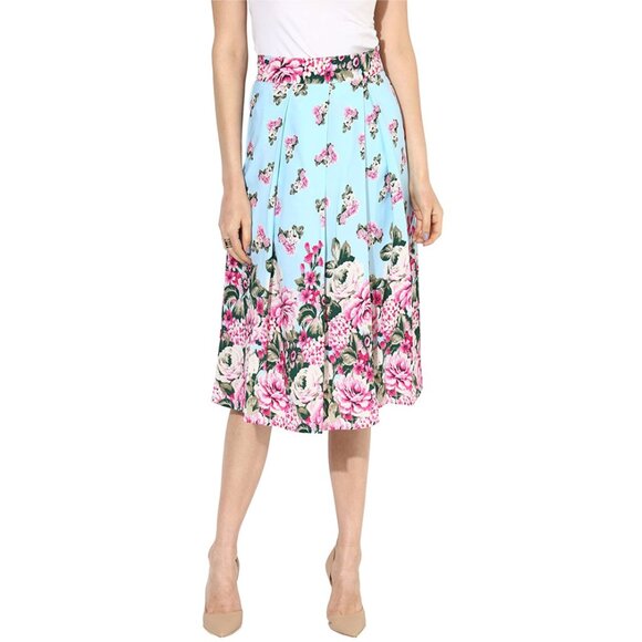 Women’s Printed Midi High Waist Breathable Soft Casual & Formal Wear Mid Length - Picture 6 of 16
